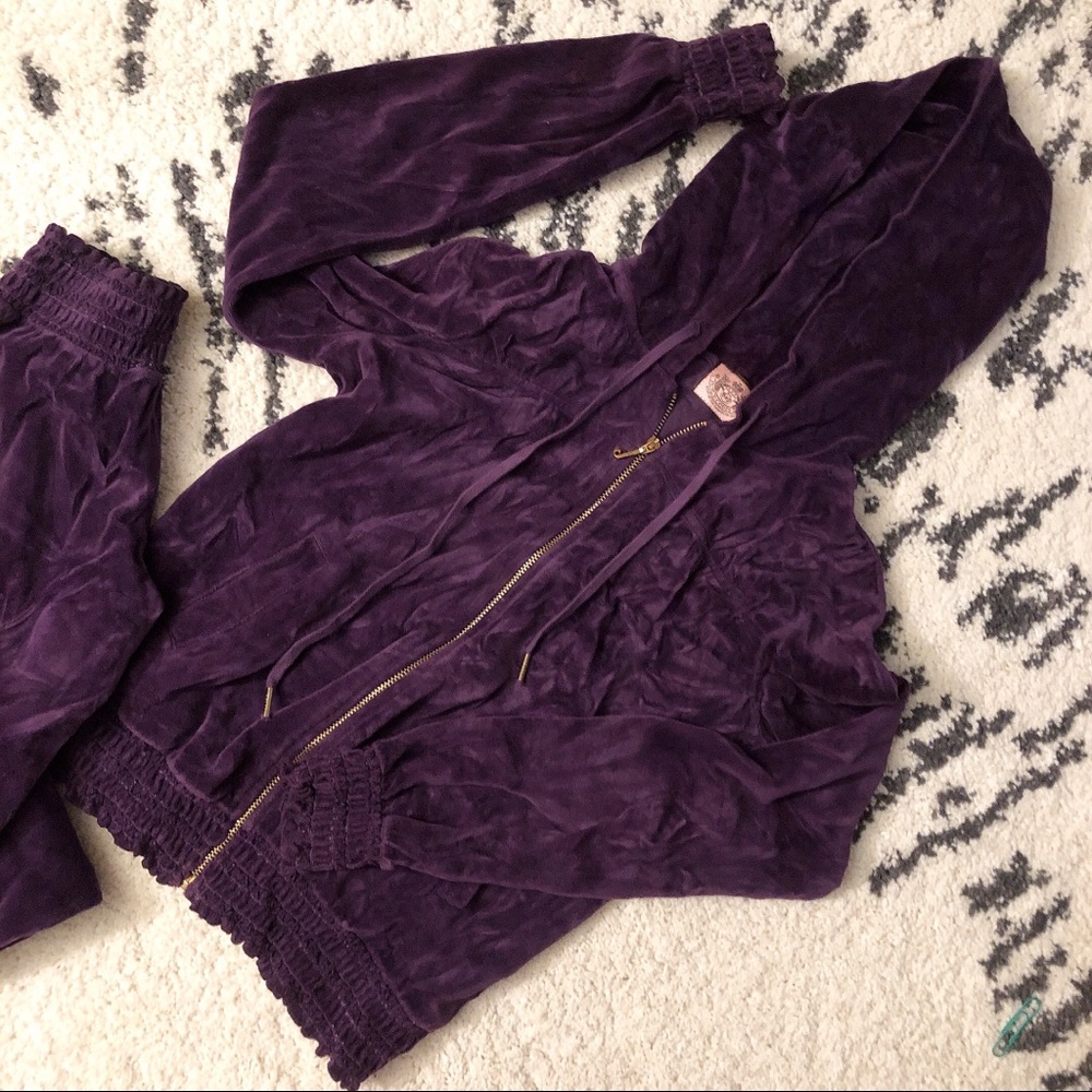 Juicy Couture Velour Tracksuit Set Royal Purple